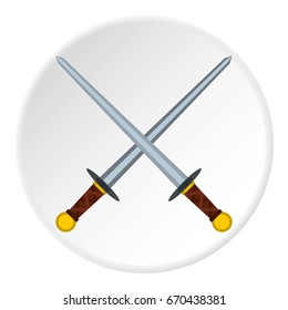 Medieval swords icon in flat circle isolated vector illustration for web