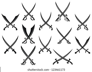 Medieval swords and sabers set for heraldry design