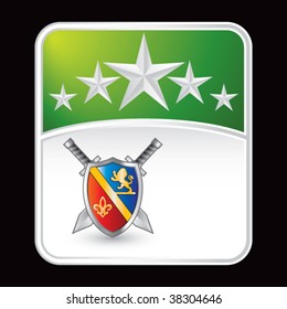 medieval swords and shield on star background