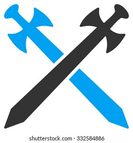 Medieval Swords vector icon. Style is flat symbol, rounded angles, white background.