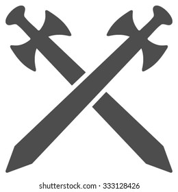 Medieval Swords vector icon. Style is flat symbol, gray color, rounded angles, white background.