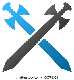 Medieval Swords vector toolbar icon for software design. Style is a gradient icon symbol on a white background.