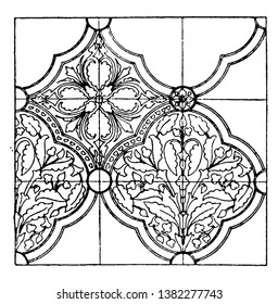Medieval Textile Pattern is a richly embroidered pattern, It includes organic elements with a geometrical framing, vintage line drawing or engraving illustration.