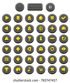Medieval themed buttons with stone appearance for creating fantasy video games