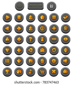 Medieval themed buttons with stone appearance for creating fantasy video games