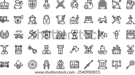 Medieval times icons High-Quality Vector Icons Collection with Editable Stroke. Ideal for Professional and Creative Projects.
