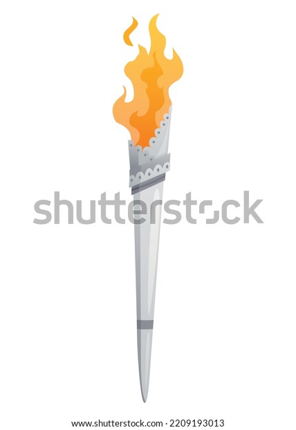 Medieval Torch Burning Fire Ancient Realistic Stock Vector (Royalty ...