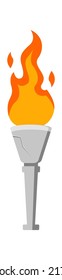 Medieval torch with fire flame. Vector illustration