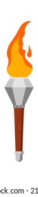 Medieval torch with fire flame. Vector illustration