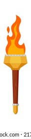 Medieval torch with fire flame. Vector illustration
