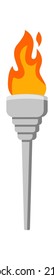 Medieval torch with fire flame. Vector illustration