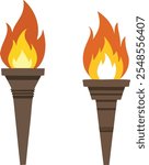 Medieval torch light flat vector illustration white background design
