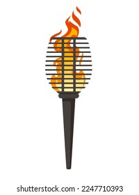 Ilustración del vector de luz de la antorcha medieval aislada sobre fondo blanco