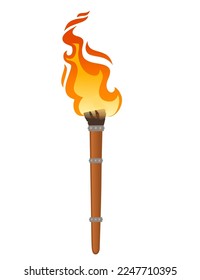 Medieval torch light vector illustration isolated on white background