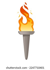 Medieval torch light vector illustration isolated on white background