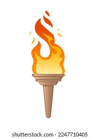 Medieval torch light vector illustration isolated on white background