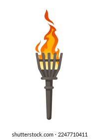Medieval torch light vector illustration isolated on white background