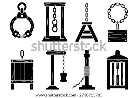 Medieval torture devices chains shackles vector