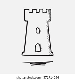 Medieval tower. Sketch vector illustration.