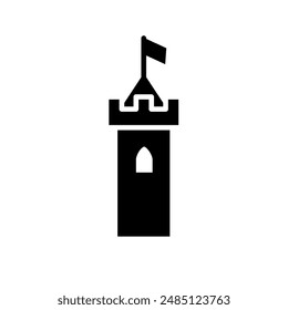medieval tower - vector icon	