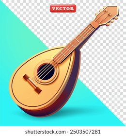 Medieval traditional guitar, 3d vector. Suitable for design elements