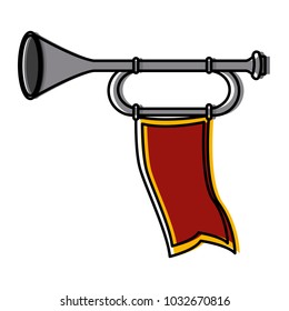 Medieval trumpet with flag