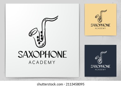 Medieval trumpets, saxophone logo designs