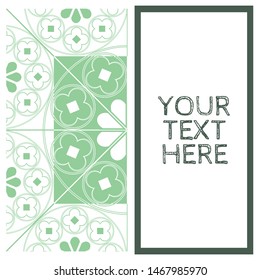 medieval or tudor rose fretwork pattern design in white, mint green and gray