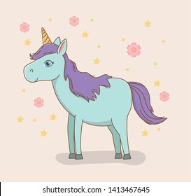 Medieval unicorn of fairytale design