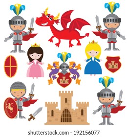 Medieval vector knights illustration