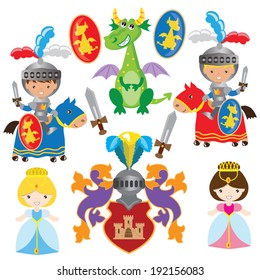 Medieval vector knights illustration