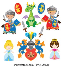 Medieval vector knights illustration