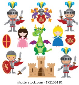 Medieval vector knights illustration