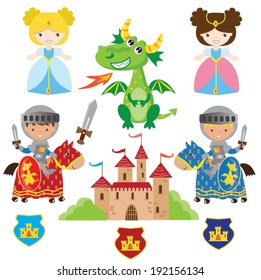 Medieval vector knights illustration