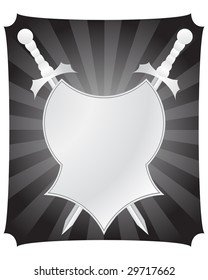Medieval vector shield and swords for design use
