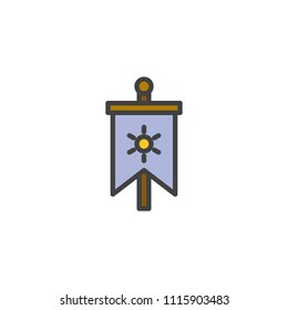 Medieval vertical flag filled outline icon, line vector sign, linear colorful pictogram isolated on white. Knight flag symbol, logo illustration. Pixel perfect vector graphics