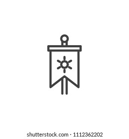 Medieval vertical flag outline icon. linear style sign for mobile concept and web design. Knight flag simple line vector icon. Symbol, logo illustration. Pixel perfect vector graphics