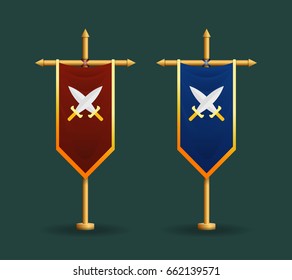 Medieval Vertical Red Blue Flag Notes Stock Vector (Royalty Free ...