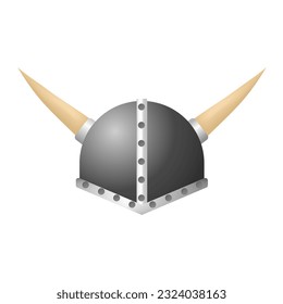 Medieval viking helmet. Ancient protective steel headdress of medieval northerner warrior for role playing and combat vector design