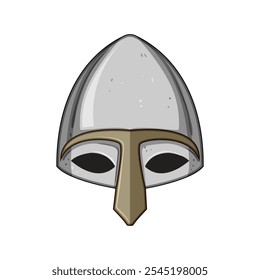 medieval viking helmet cartoon. armor scandinavia, saga raider, seafaring exploration medieval viking helmet sign. isolated symbol vector illustration