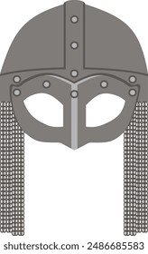 Medieval viking helmet with chainmail front view