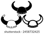 medieval viking helmet icon. black warrior helmet design vector illustration