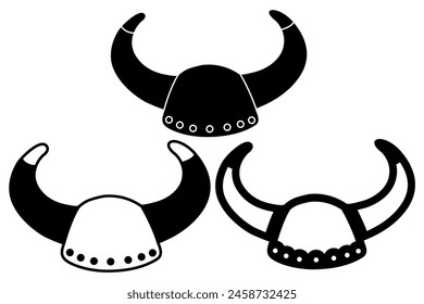 medieval viking helmet icon. black warrior helmet design vector illustration