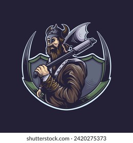 medieval viking man vector illustration