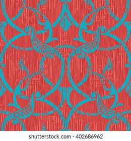 Medieval vine fret work pattern seamless vector background tile