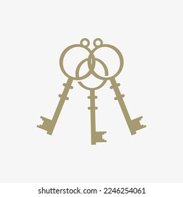 Medieval vintage lock inspiration design vector illustration, three interlocking locks.