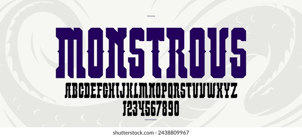 Medieval vintage strong gothic font for emblems and logos, poster display typeface bold and heavy alphabet letters and numbers, rock and metal style typography.