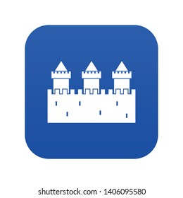 Medieval wall and towers icon digital blue for any design isolated on white vector illustration