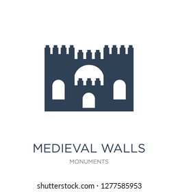 medieval walls in avila icon vector on white background, medieval walls in avila trendy filled icons from Monuments collection, medieval walls in avila vector illustration