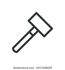 Icono aislado de martillo de guerra medieval, símbolo vector de mallet Thor con trazo editable